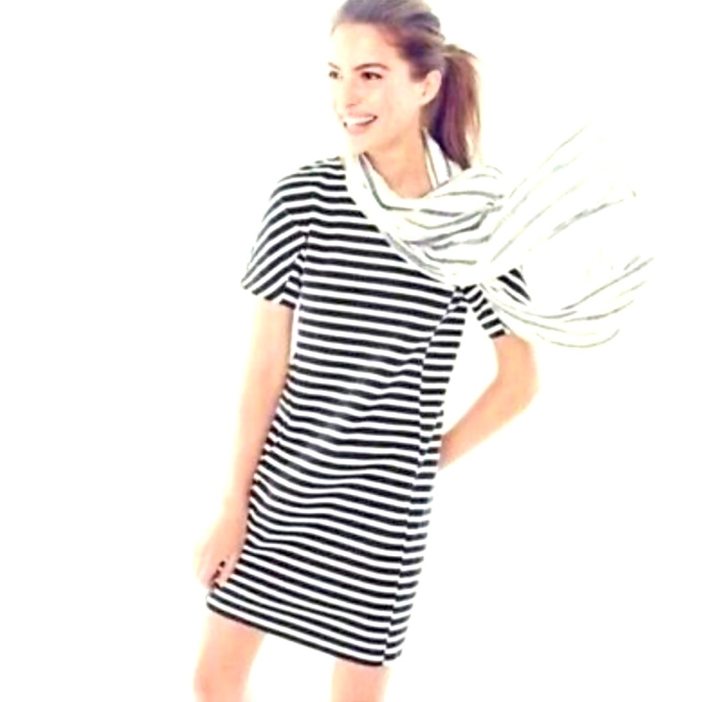 J. CREW Black and White Stripe Knit Dress